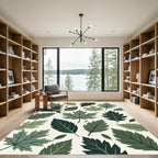 Assorted Green Autumn Leaf Collage Rug