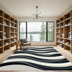 Monochromatic Wavy Striped Accent Rug