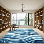 Abstract Wavy Liquid Blue Ocean Waves Rug
