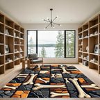 Ochre Black Bone Mosaic Grid Rug