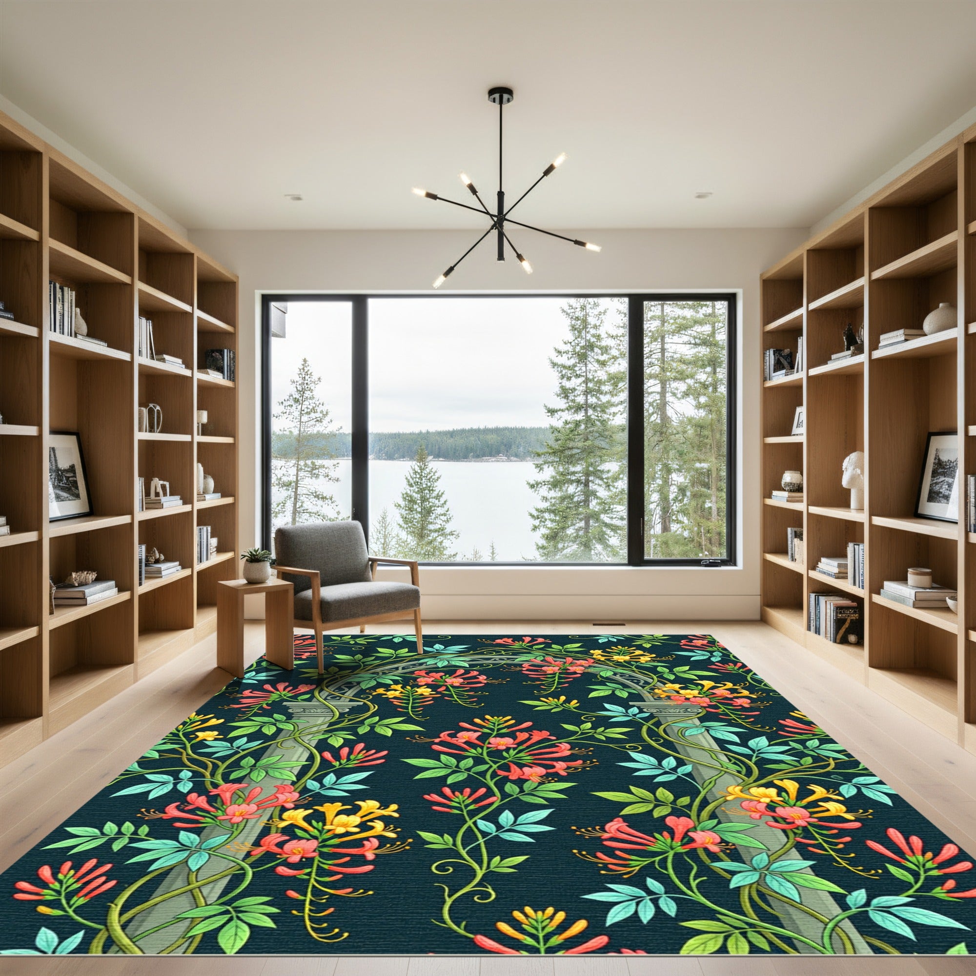 Archway Coral Yellow Floral Vine Rug