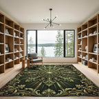 Ornate Sage Green Sunburst Medallion Rug