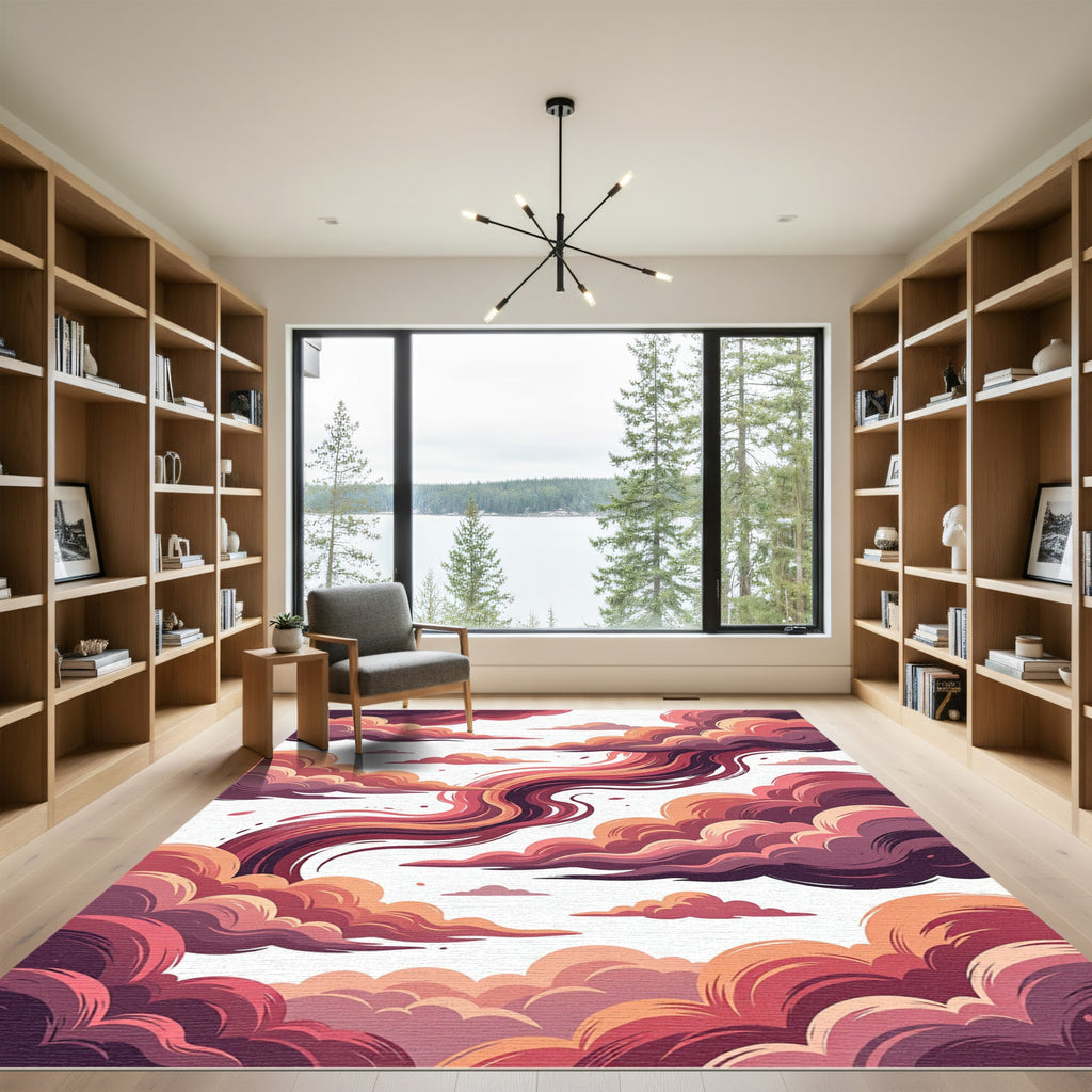 Crimson Swirl Cloudscape Vista Rug