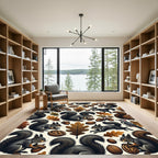 Autumnal Woodland Squirrel and Acorn Illustration Rug