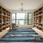 Rustic Coastal Cabin Striped Landscape Rug