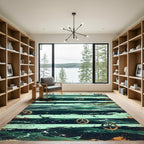 Nautical Deep Sea Stripe Compass Rug