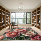 Soft Blush Ranunculus Floral Bouquet Rug
