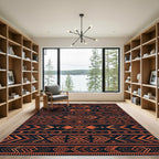 Bold Terracotta Geometric Aztec Inspired Rug