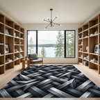 Smoky Metallic Interwoven Blade Lattice Rug
