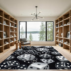 Monochromatic Floating Dice Geometric Composition Rug