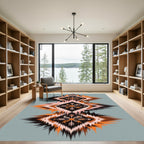 Tribal Orange Ikat Animal Diamond Staircase Rug