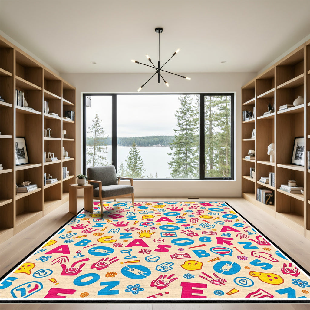 Playful Alphabet And Hand Doodle Rug