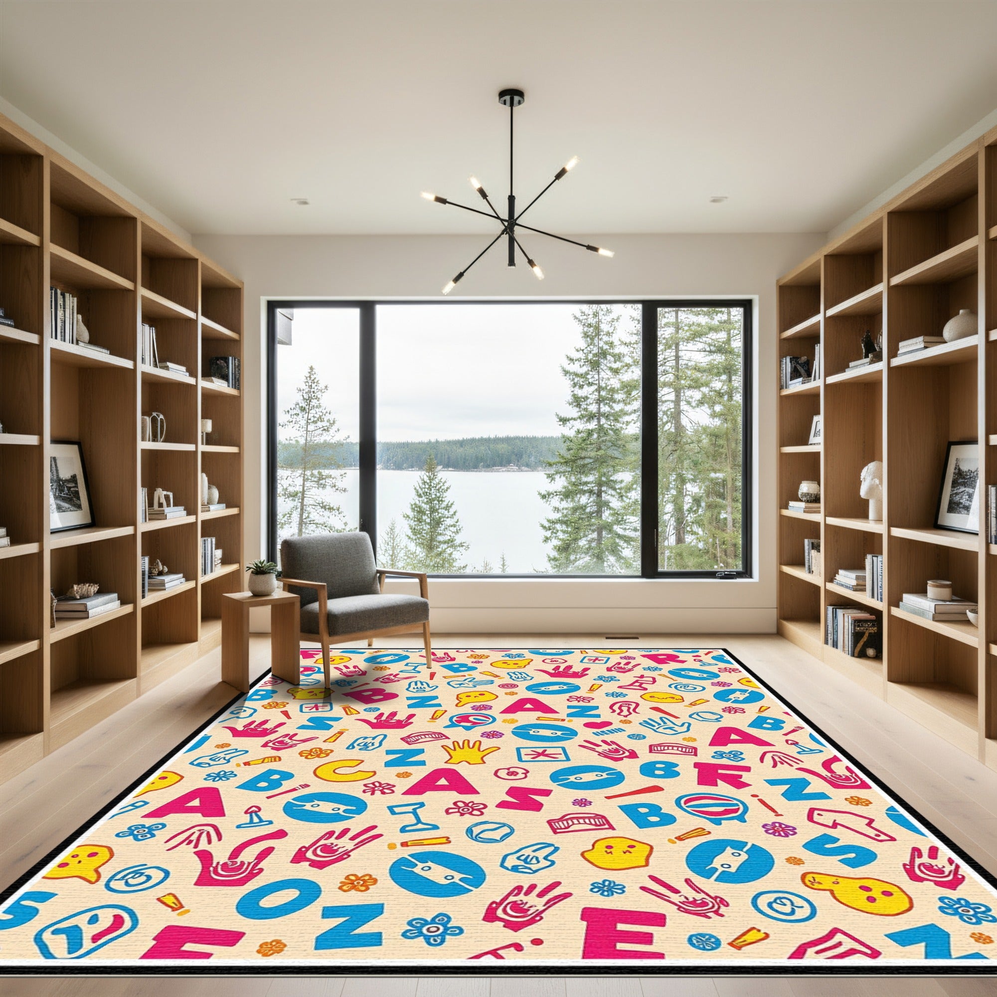 Playful Alphabet And Hand Doodle Rug