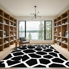 Bold Black and White Giraffe Geo Rug