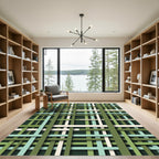 Green Intersecting Lines Weave Rug