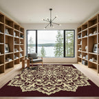 Cream Lace Floral Heart Medallion Rug