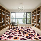 Modern Blush and Ochre Leopard Spot Rug