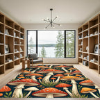 Whimsical Red Mushroom Forest Botanical Rug