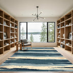 Abstract Brushstroke Slate Blue Stripes Rug