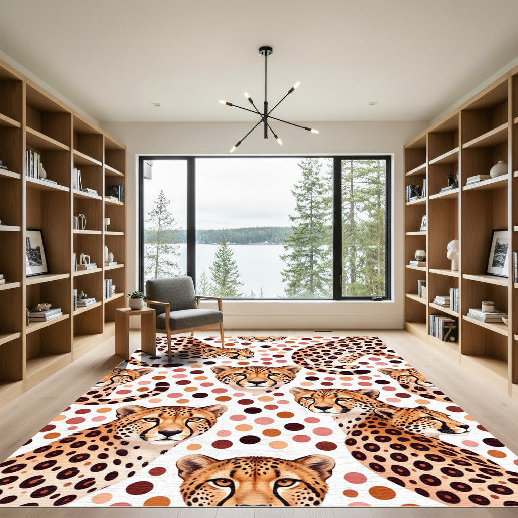 Whimsical Cheetah Spotted Earth Tone Art Rug