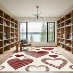 Pixelated Maroon Heart Halftone Art Rug