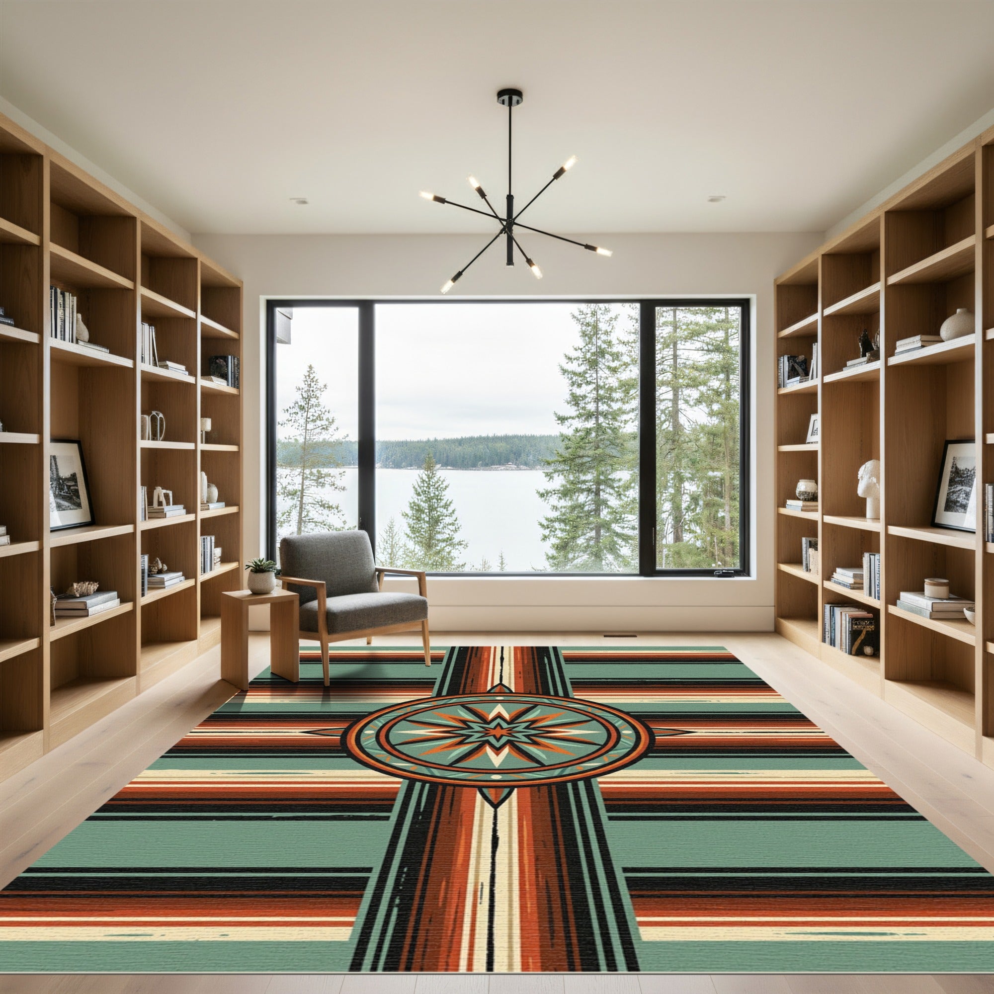 Earthy Southwest Geometric Star Medallion Rug