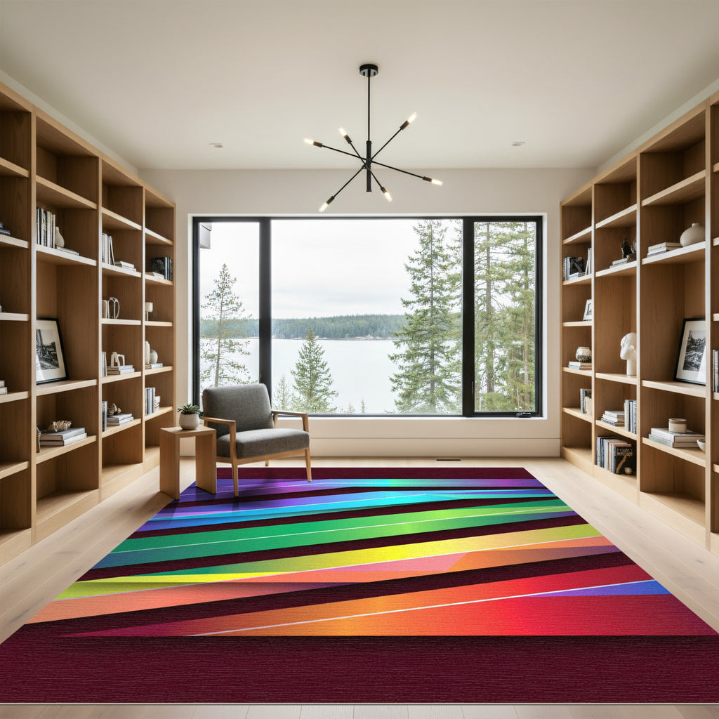 Vibrant Graduated Ribbon Layers Rug