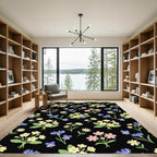 Whimsical Pink Yellow Blue Floral Bouquet Rug