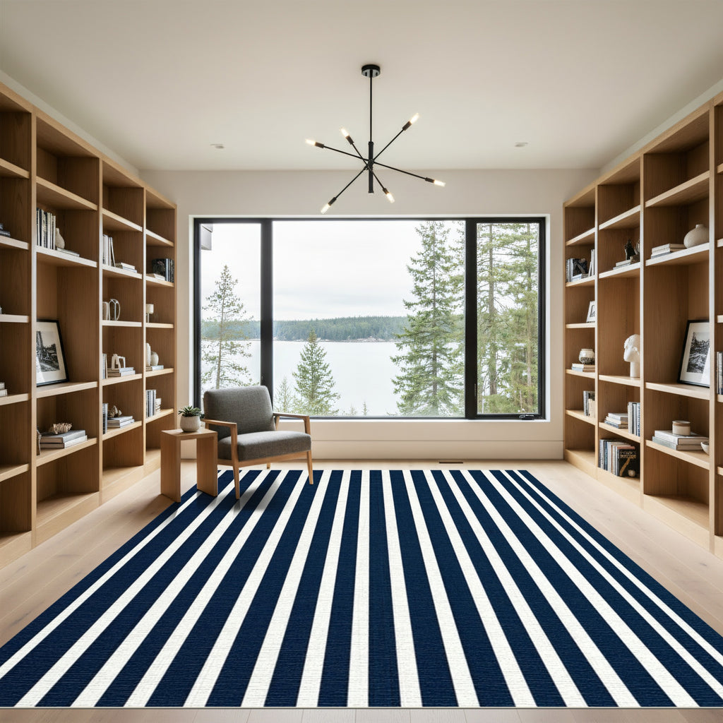 Deep Blue Stripe Art Rug