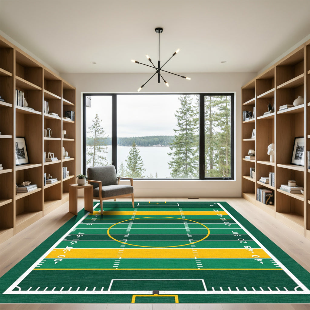 Green and Yellow Football Field Rug