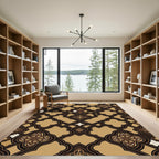 Elegant Bronze Quatrefoil Interlocking Geometric Rug