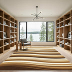 Minimalist Sepia Abstract Rolling Waves Rug