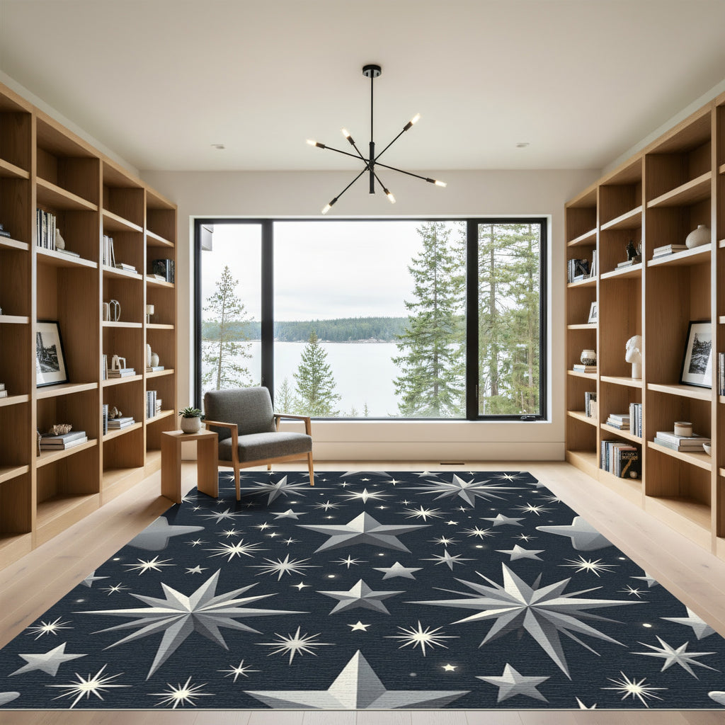 Cosmic Starry Night Silver Rug