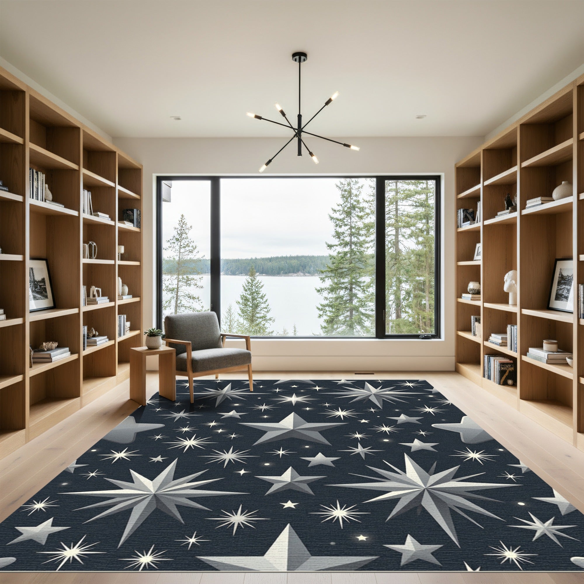 Cosmic Starry Night Silver Rug