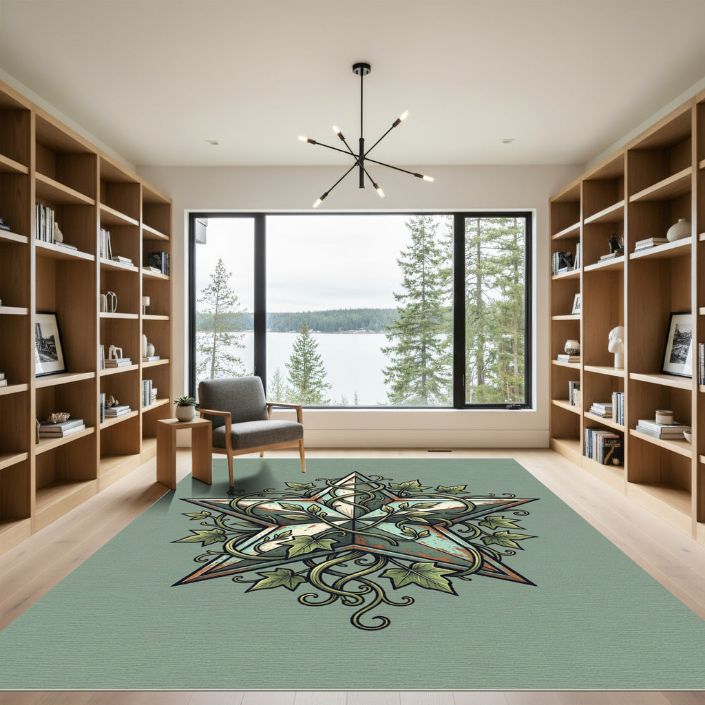 Rustic Weathered Star Encircled with Ivy Rug