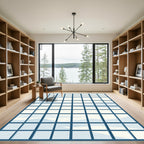Indigo Grid Landscape Window View Rug
