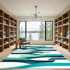 Teal Teal Waves Abstract Rug