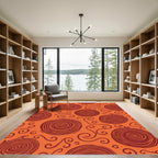 Earthy Orange Swirls Concentric Circles Rug