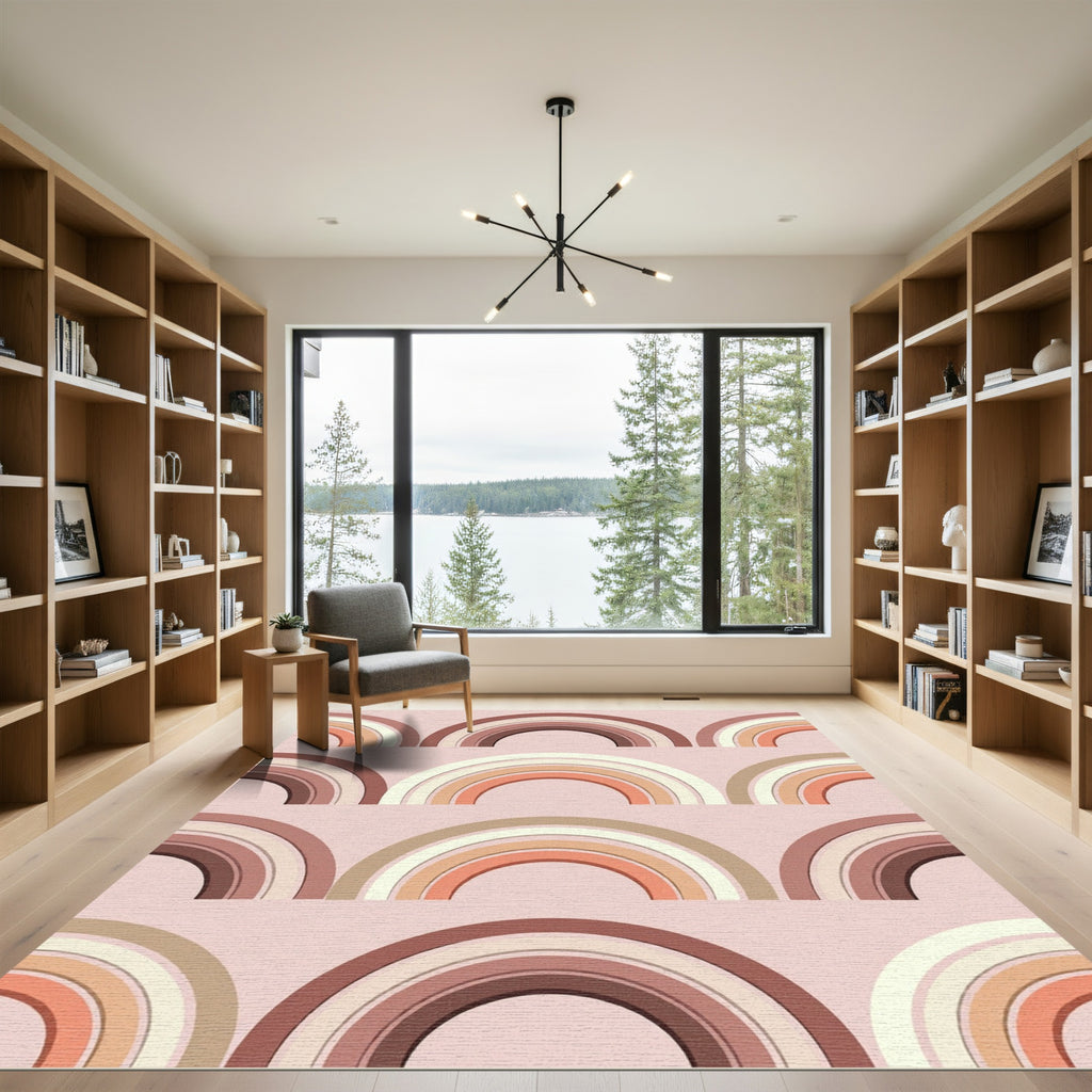 Terracotta Boho Rainbow Arches Blush Rug
