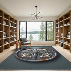Floral Compass Steel Gray Iron Rug
