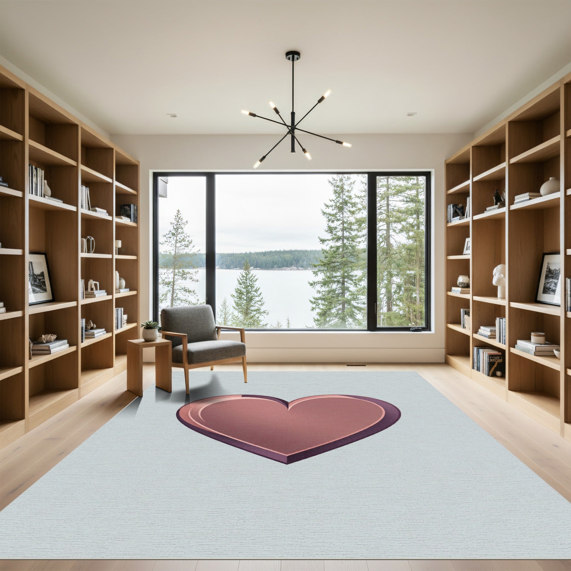 Rose Gold Shimmering Heart Outline Rug