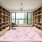 Pink Whimsical Line Art Elements Rug