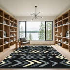 Monochromatic Chevron Arrow Geo Graphic Rug