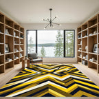 Bold Golden Geometric Angular Abstract Rug