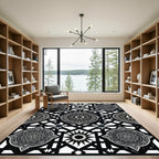 Monochromatic Geometric Mandala Star Tile Rug