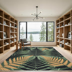 Lush Sage Golden Fern Foliage Rug
