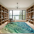 Ethereal Blue Teal Rippling Water Circles Rug