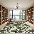 Lush Green Ivy Vine Botanical Tile Rug