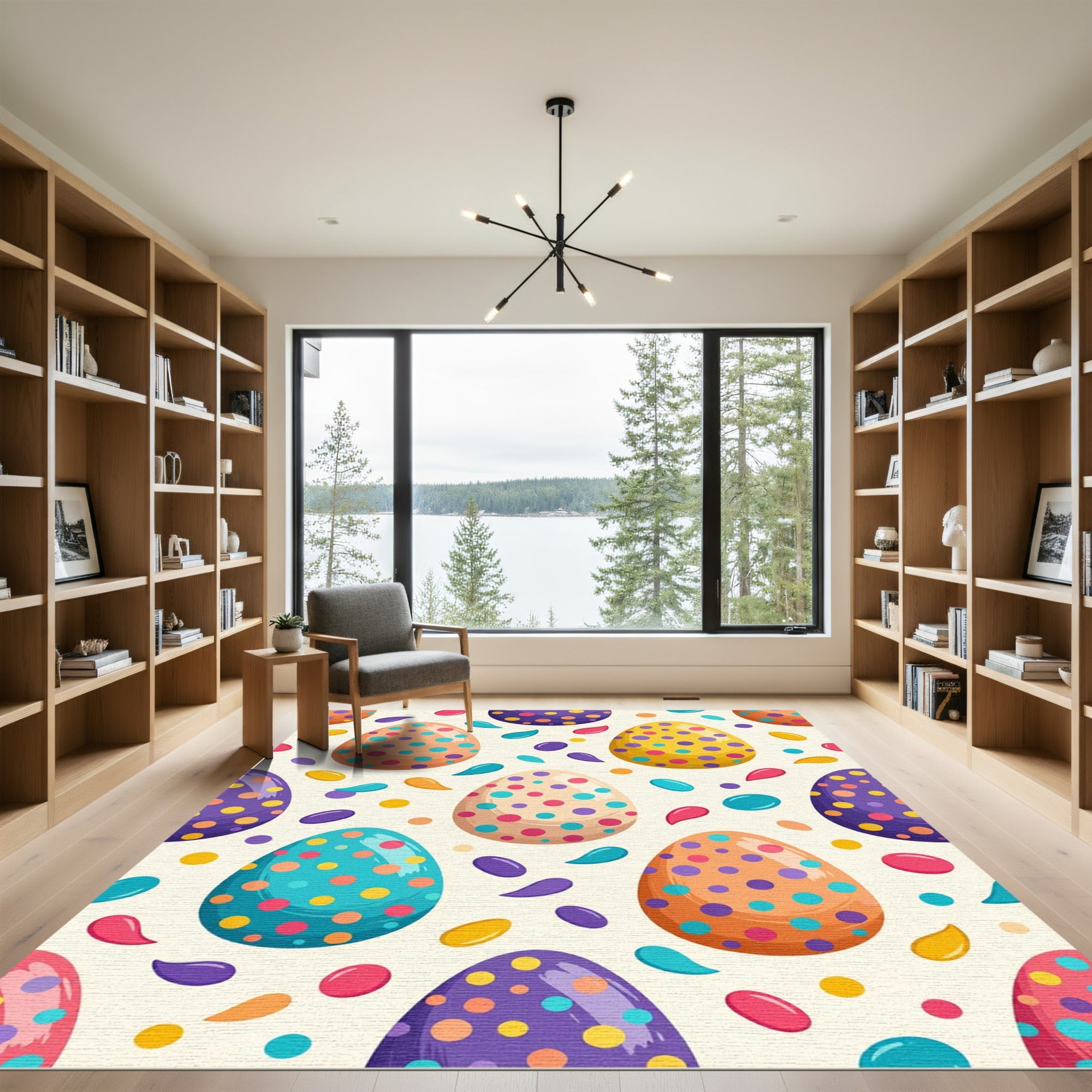 Playful Polka Dot Confetti Easter Eggs Rug