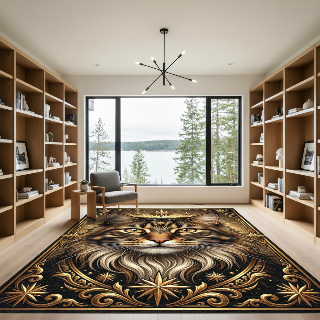 Majestic Golden Cat Regal Stars Rug